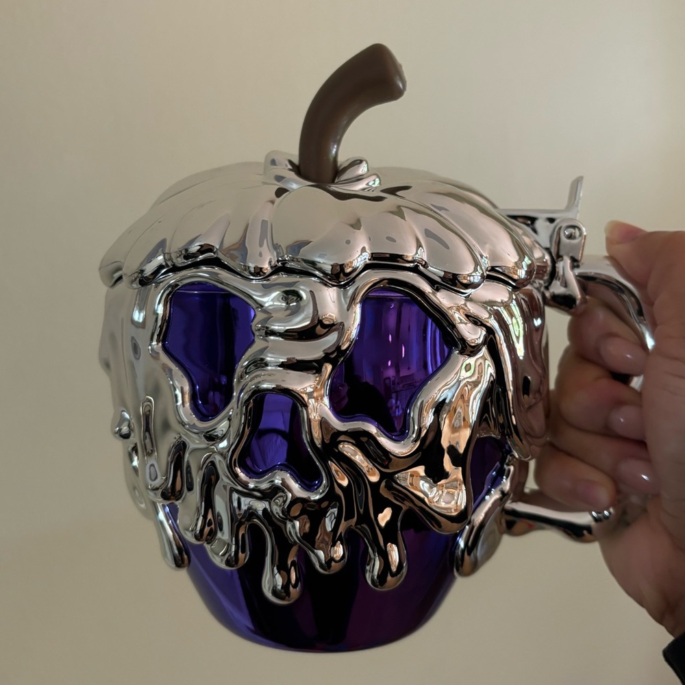 Purple and Chrome Poison Apple Mug Disneyland 100 Metallic Anniversary Halloween